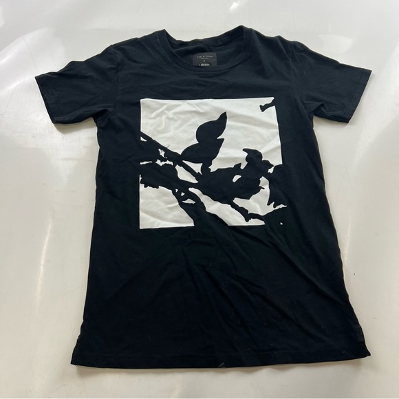 Rag & Bone x Liberty T-Shirt Design Black Womens Medium Short Sleeve XXS L63-26 - Picture 2 of 6